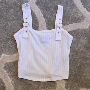 Hollister white cotton buckle straps tank size small